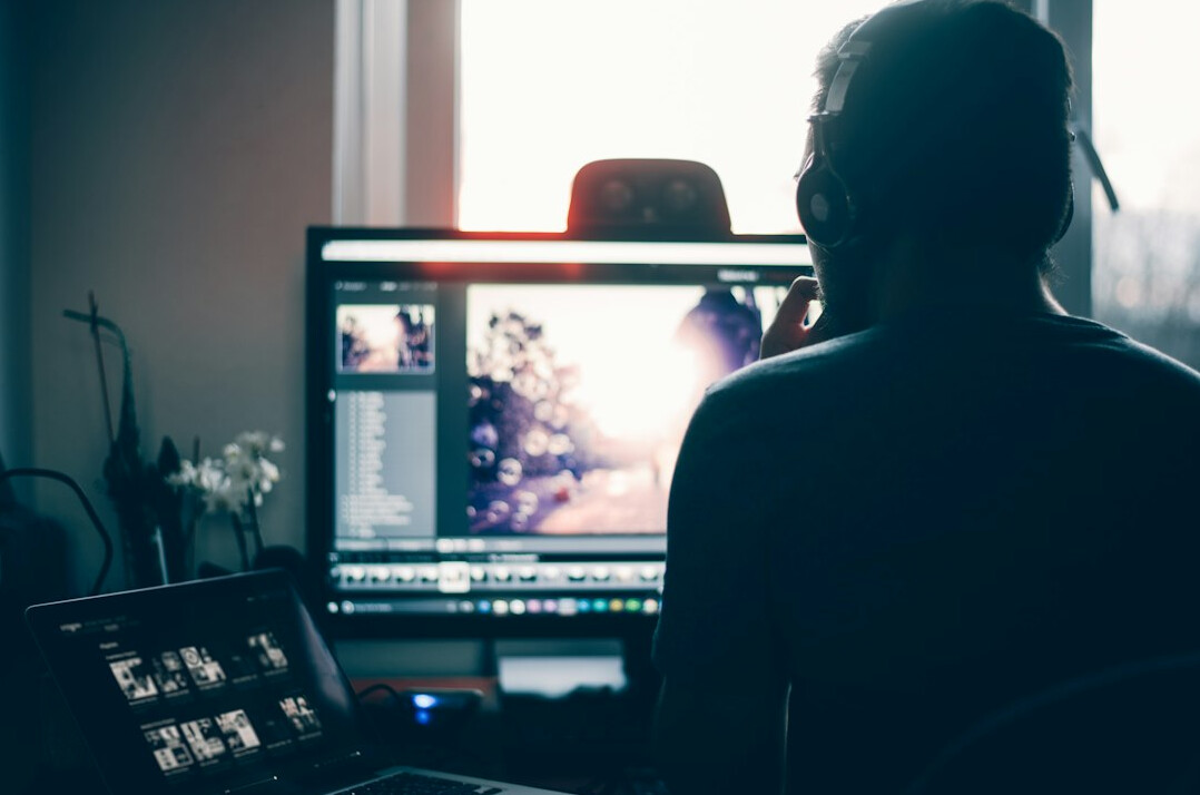 cinema editor working late