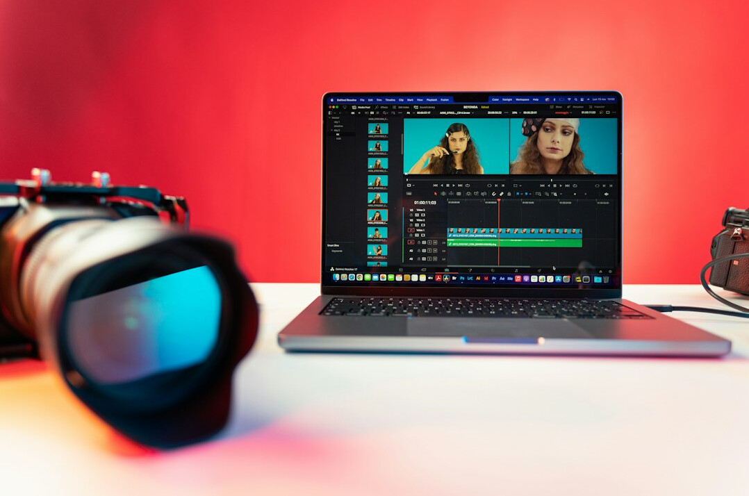 professional video editor working
