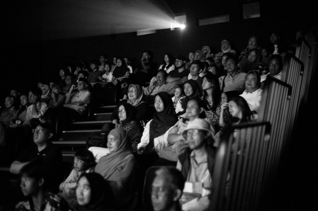 audience watching movie